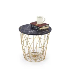 COFFEE TABLE HARISSA G, TOP - BLACK MARBLE, FRAME - GOLD